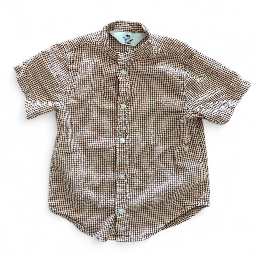 H&M rust gingham button up shirt - Size 3 years